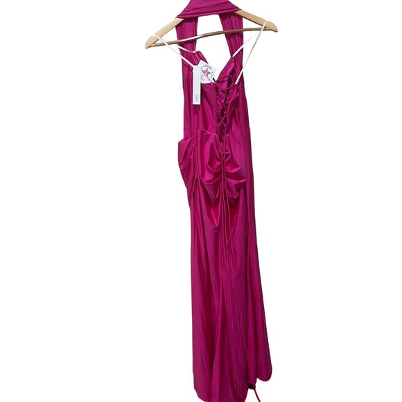 Aqua Satin Corset Gown Size 16 - Picture 5 of 5